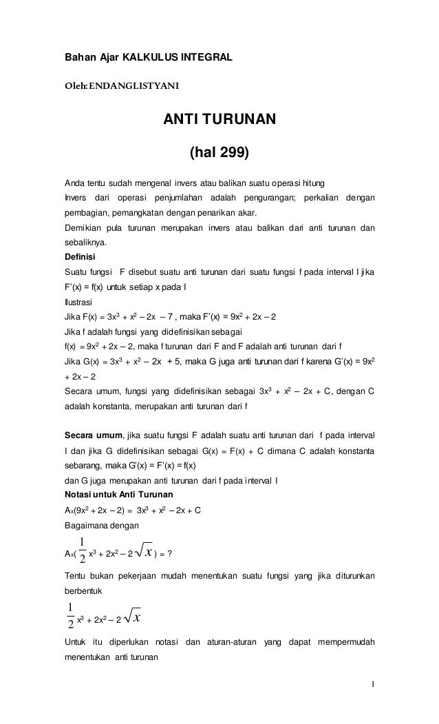 Bahan Ajar Kalkulus Integral