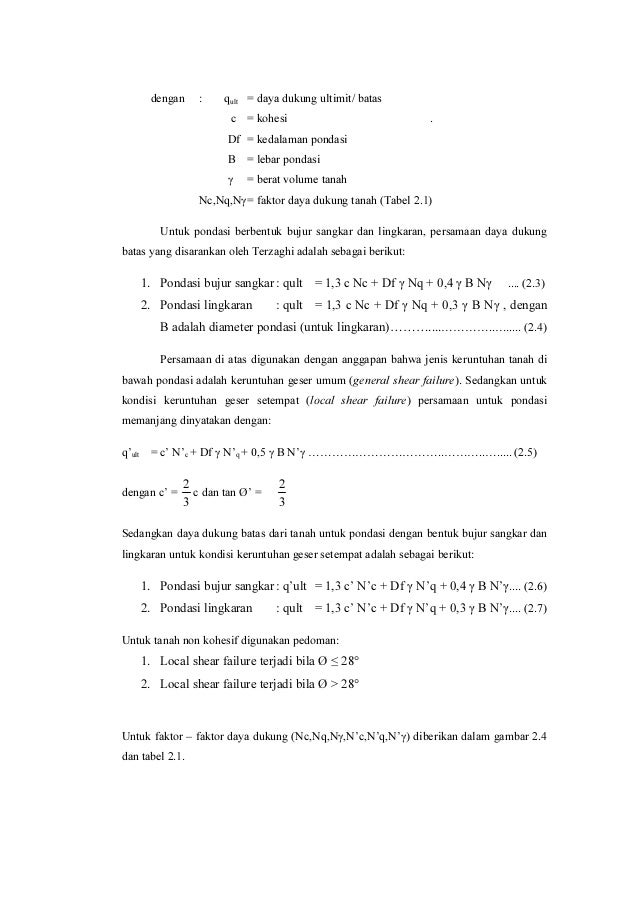 Contoh Soal Dan Jawaban Daya Dukung Pondasi Dangkal