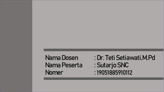 Nama Dosen : Dr. Teti Setiawati,M.Pd
Nama Peserta : Sutarjo SNC
Nomer : 19051885910112
 