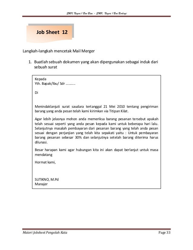 Contoh Kata Pengantar Jobsheet Smk - Download Contoh Lengkap Gratis ️