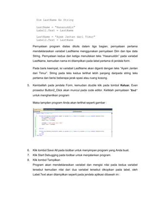 Penggunaan tipe data dan variabel | PDF