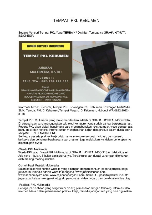 Online 0822 2022 8118 Tempat Magang Pkl Di Kebumen