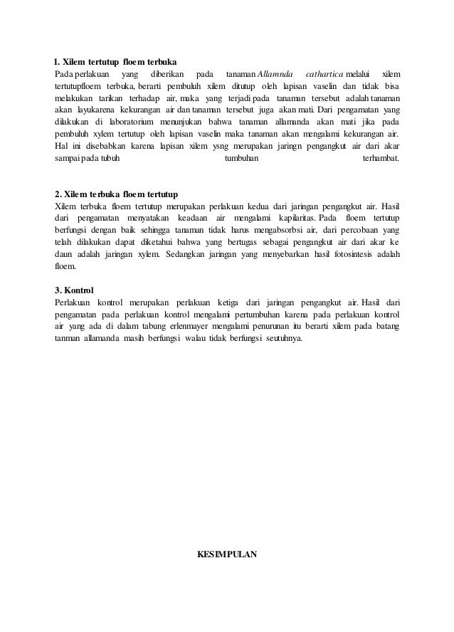 Bahan Jaringan Pengangkut Air Bahan Jaringan Pengangkut Air