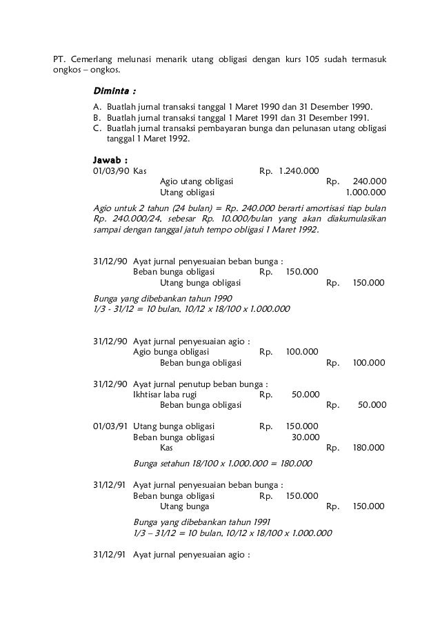 Bahan Kuliah Pengantar Akuntansi Ii Utang Obligasi