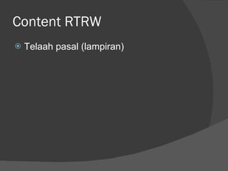 Content RTRW Telaah pasal (lampiran) 
