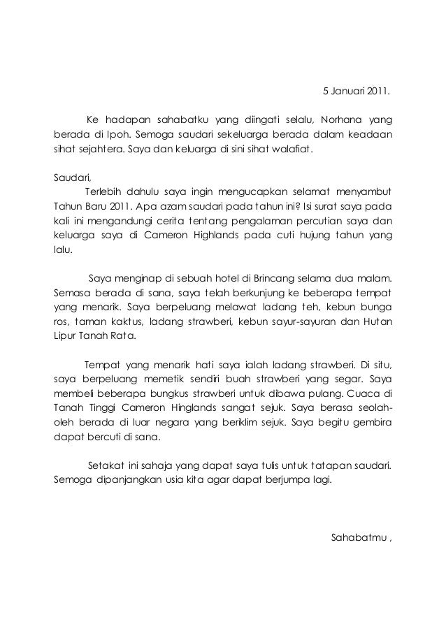 Contoh Karangan Upsr Surat Menceritakan Pengalaman Melancong