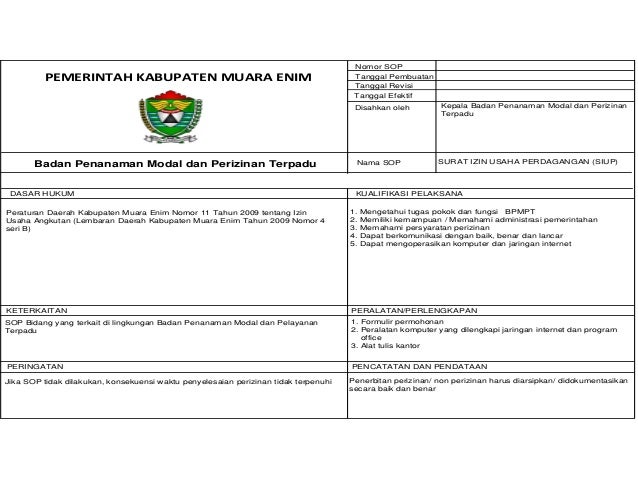 Bahan SOP kalteng 2016