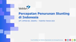 Pusat Pendidikan dan Pelatihan Kependudukan dan Keluarga Berencana
UPT. DPPKB KEC. BINAMU – TURATEA TAHUN 2023
Percepatan Penurunan Stunting
di Indonesia
 