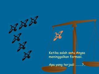 Ketika salah satu Angsa
meninggalkan formasi.
Apa yang terjadi ………?..
 