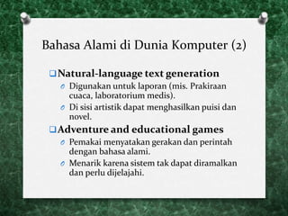 Bahasa alami di dunia komputer imk | PPTX