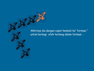 Akhirnya dia dengan cepat kembali ke” formasi “ untuk berbagi  efek terbang dalam formasi   .. 