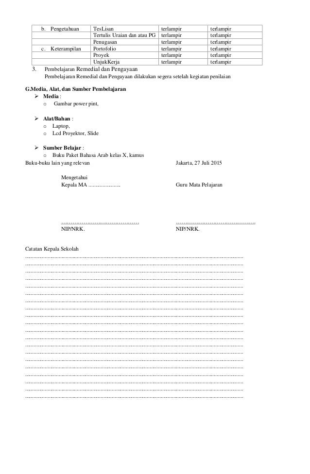 RPP MA Bahasa Arab X