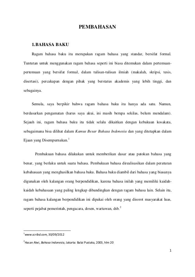 Bahasa Baku Bahasa Indonesia