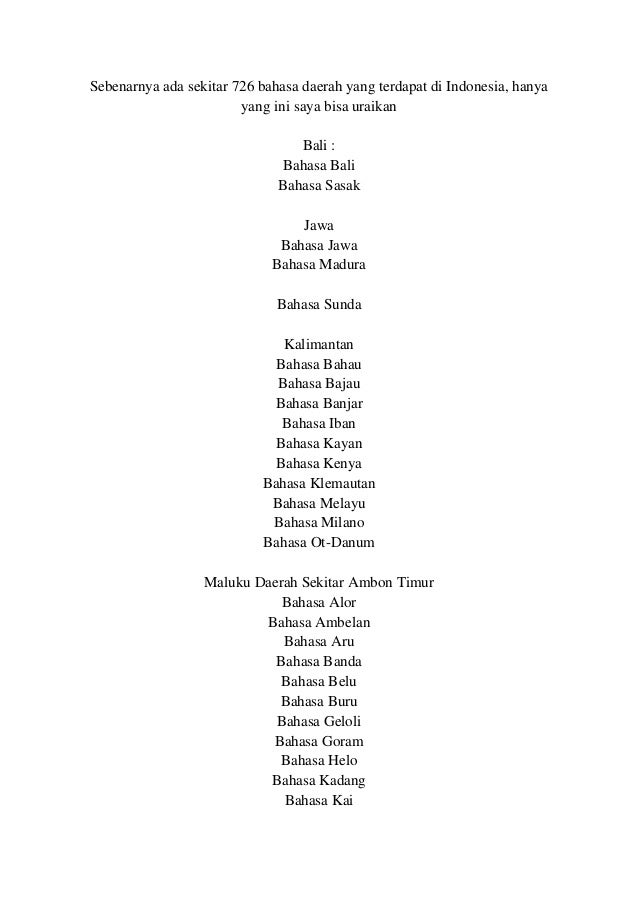 Bahasa daerah di indonesia