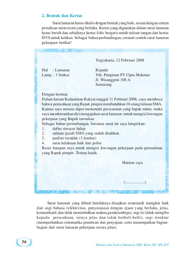 27 Contoh Soal Bahasa Indonesia Kelas 12 Tentang Surat Lamaran Kumpulan Contoh Soal