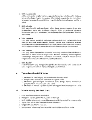 KRITIK DAN ESAI SASTRA | DOCX