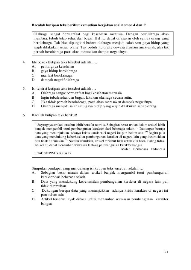 SOAL PENGAYAAN BAHASA INDONESIA UN 2016