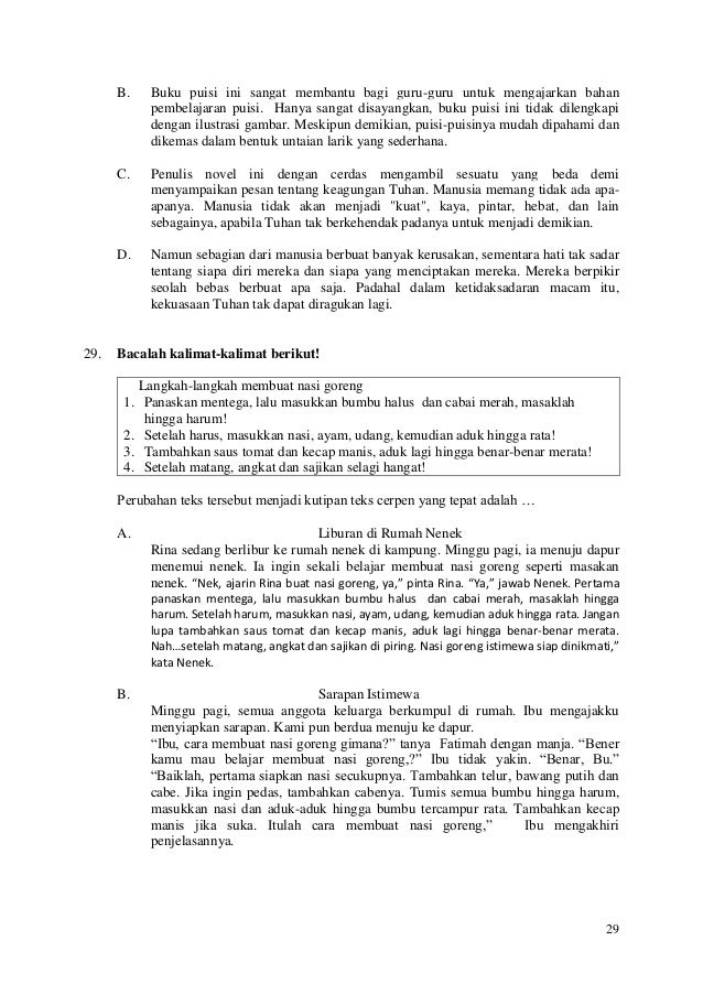 Soal Pengayaan Bahasa Indonesia Un 2016