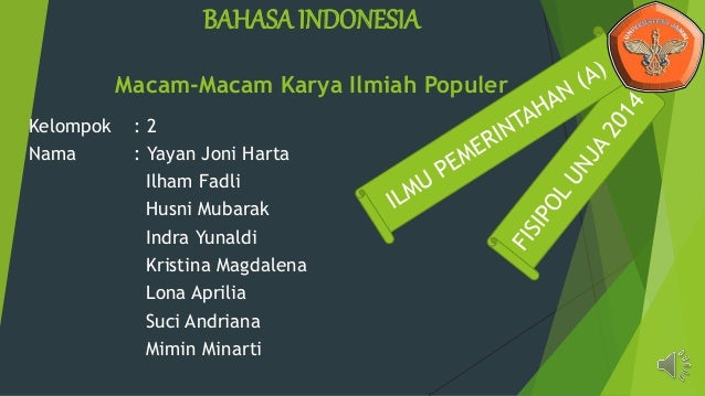 Macam Macam Karya Ilmiah Populer