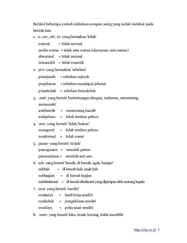 Bahasa Indonesia Imbuhan Serapan