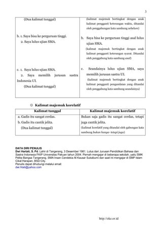 Kalimat majemuk dalam bahasa Indonesia dengan contoh penggunaan