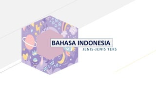 BAHASA INDONESIA
JENIS-JENIS TEKS
 