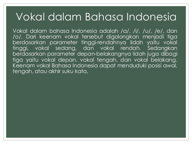 Bahasa indonesia - pengucapan dan artikulasi huruf