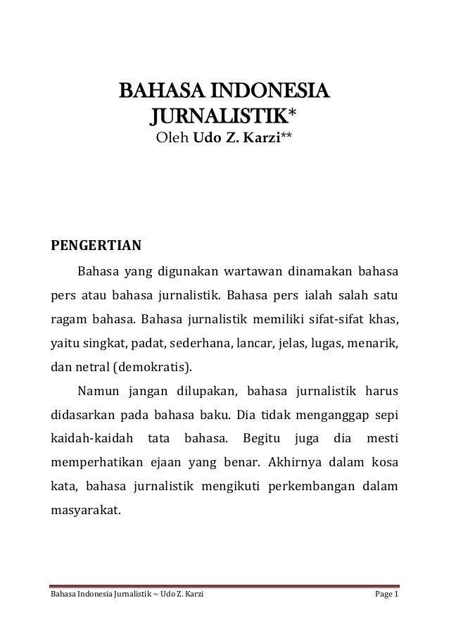 Bahasa Indonesia Jurnalistik