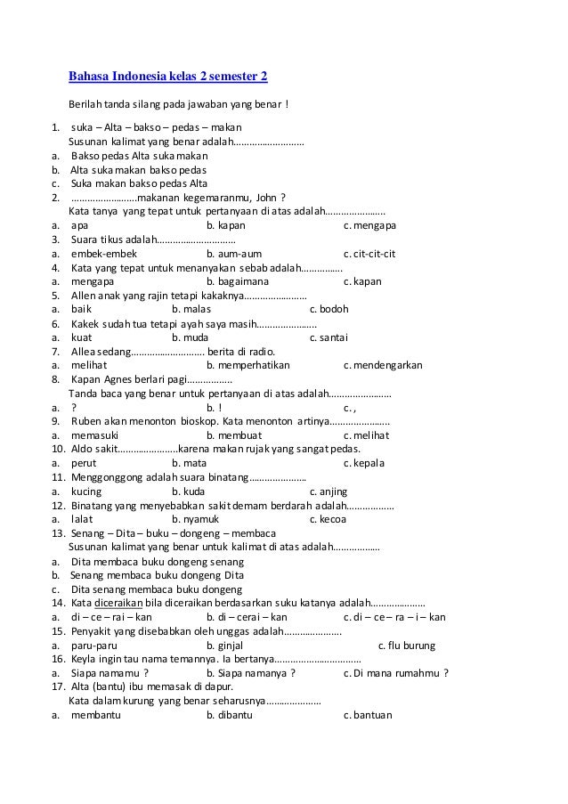 Bahasa indonesia kelas 2 semester 2
