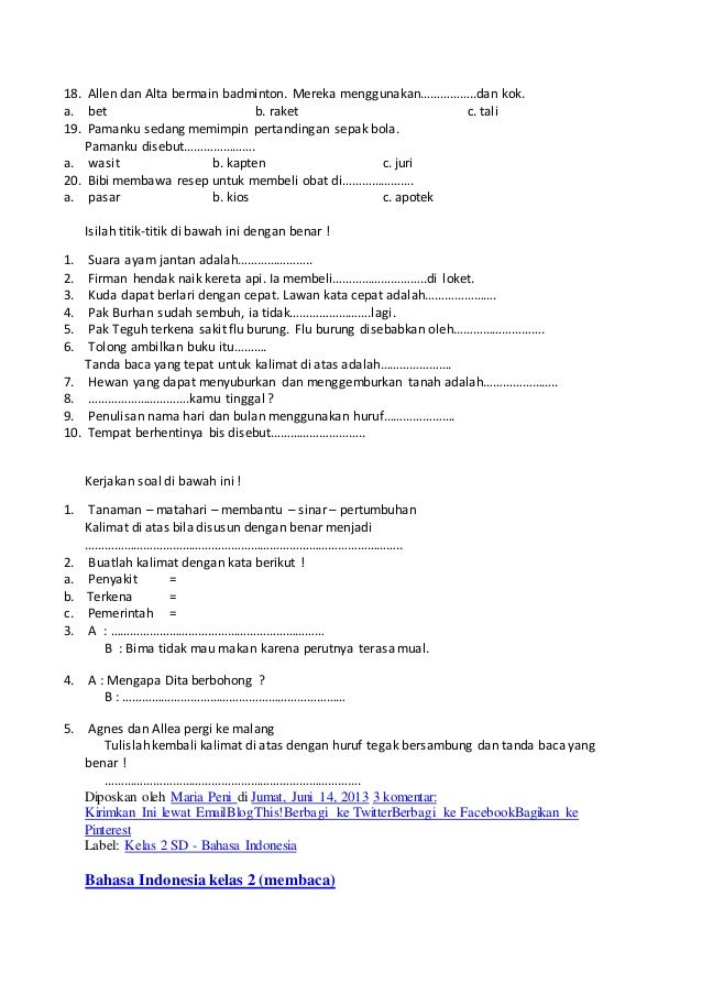 Bahasa indonesia kelas 2 semester 2