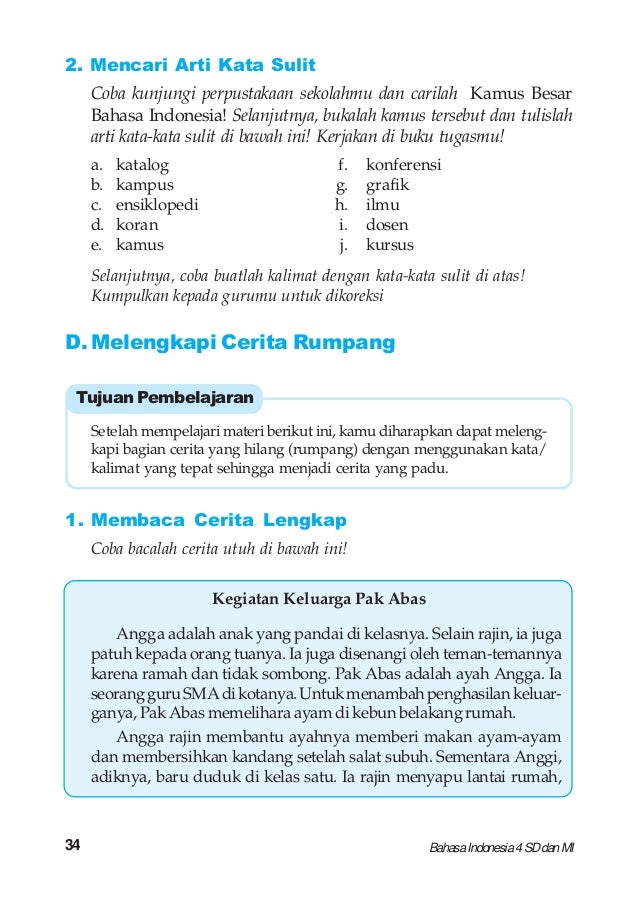 Bahasa Indonesia Kelas 4 Kaswan Darmadi