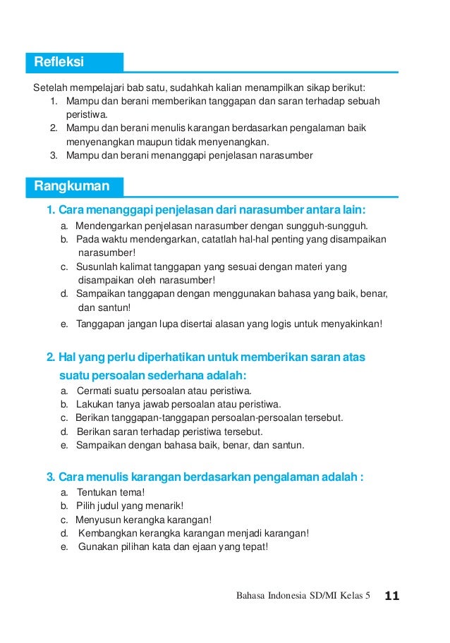 Bahasa Indonesia Untuk Sd Mi Kelas 5 Sri Rahayu Yanti Sri R