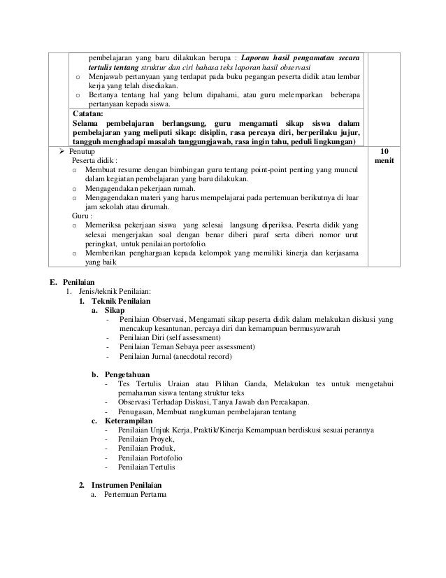 Rpp Smp Bahasa Indonesia Kelas Vii