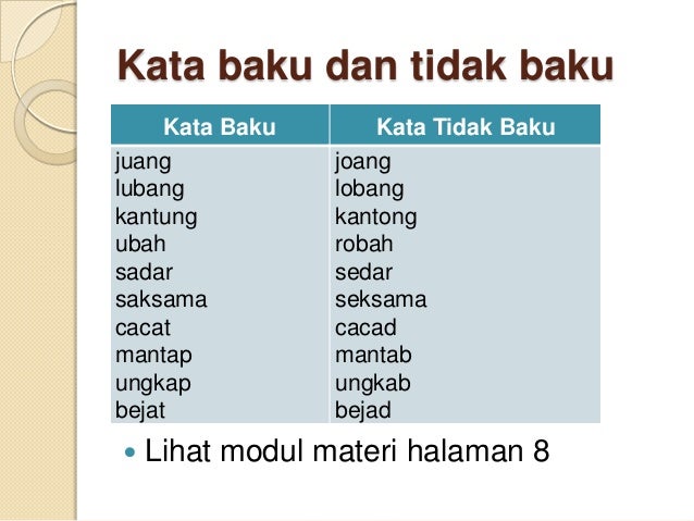 Contoh Kata Baku Dan Tidak Baku Belajar Bahasa Indonesia 