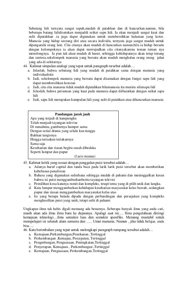 Soal UN Bahasa indonesia SMA YASIHA GUBUG