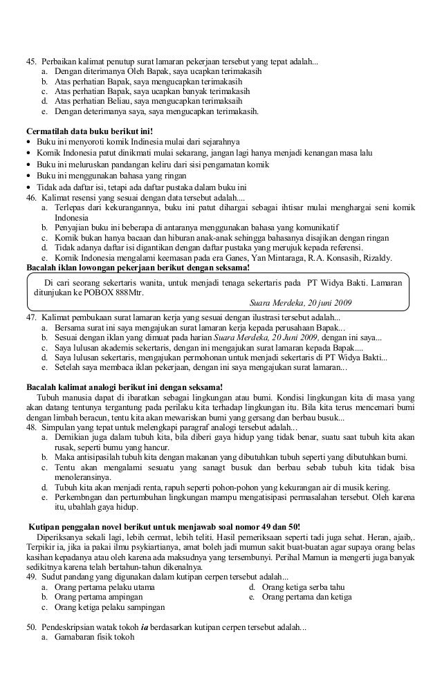 Soal Un Surat Lamaran Kerja ~ contoh surat lamaran