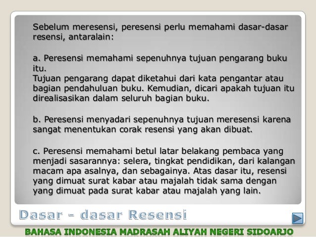 Bahasa Indonesia Unsur Unsur Resensi