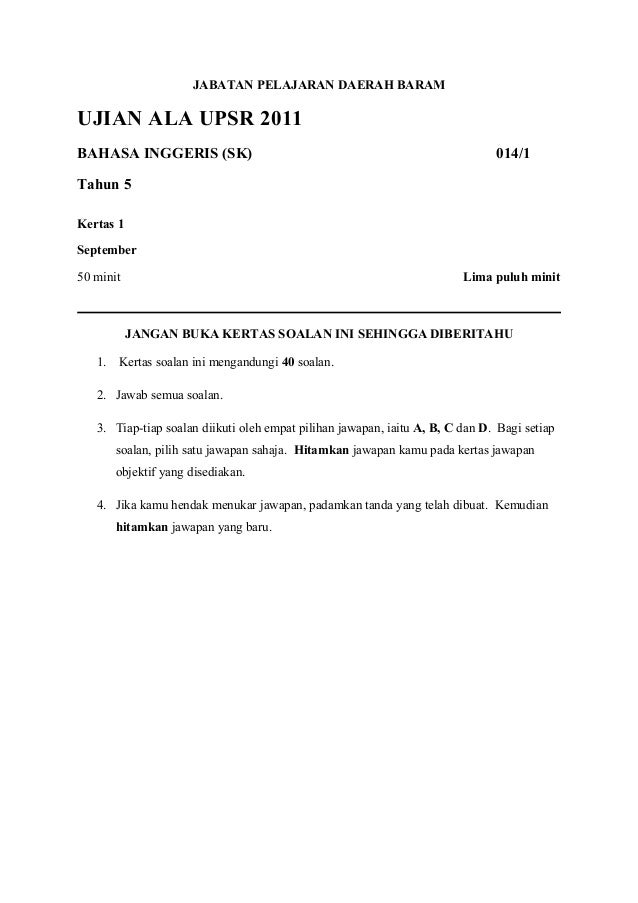 Bahasa inggeris kertas 1