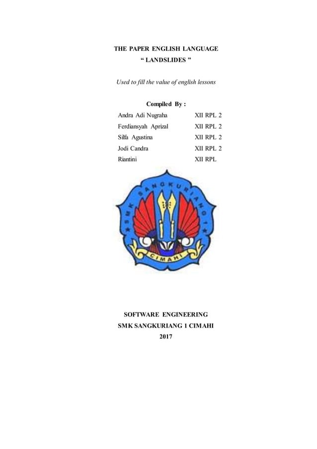 penjelasan longsor dalam bahasa inggris
