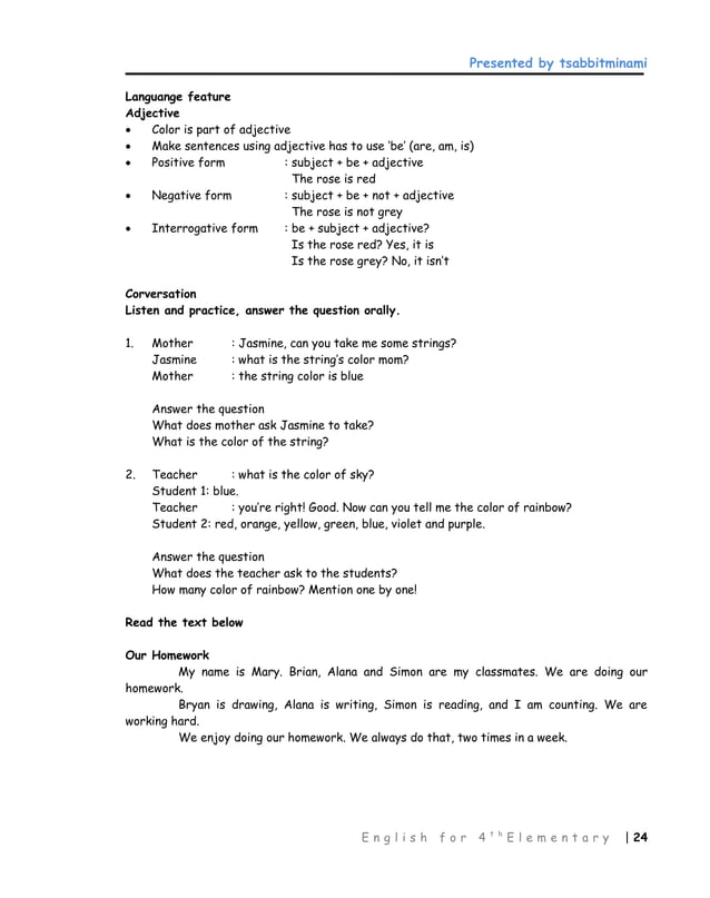 Bahasa inggris kelas 4 | PDF