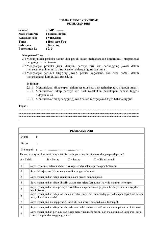 Rpp Bahasa Inggris Kelas Vii