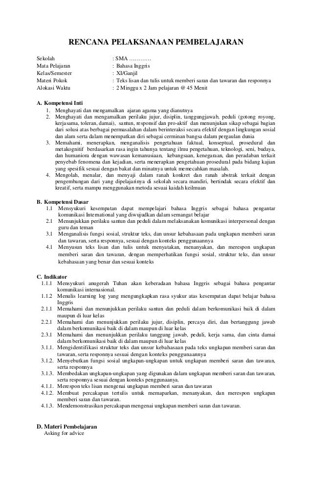 RPP SMA Bahasa Inggris Kelas XI RPP SMA Bahasa Inggris Kelas XI