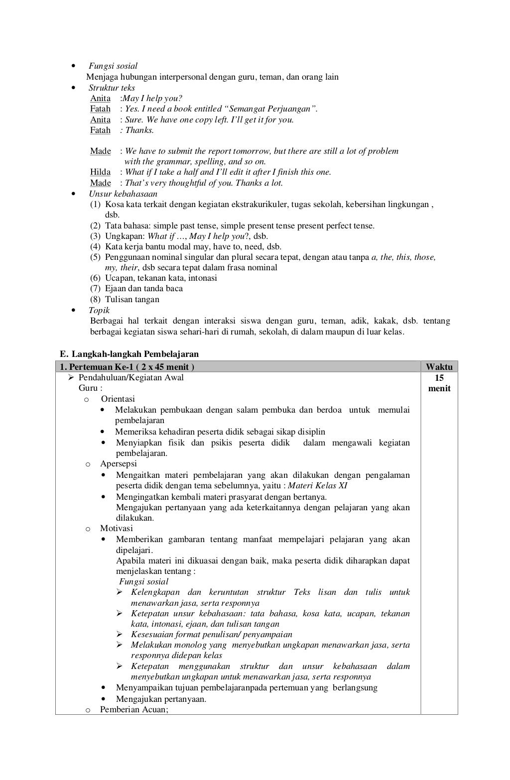 RPP SMA Bahasa Inggris Kelas XII