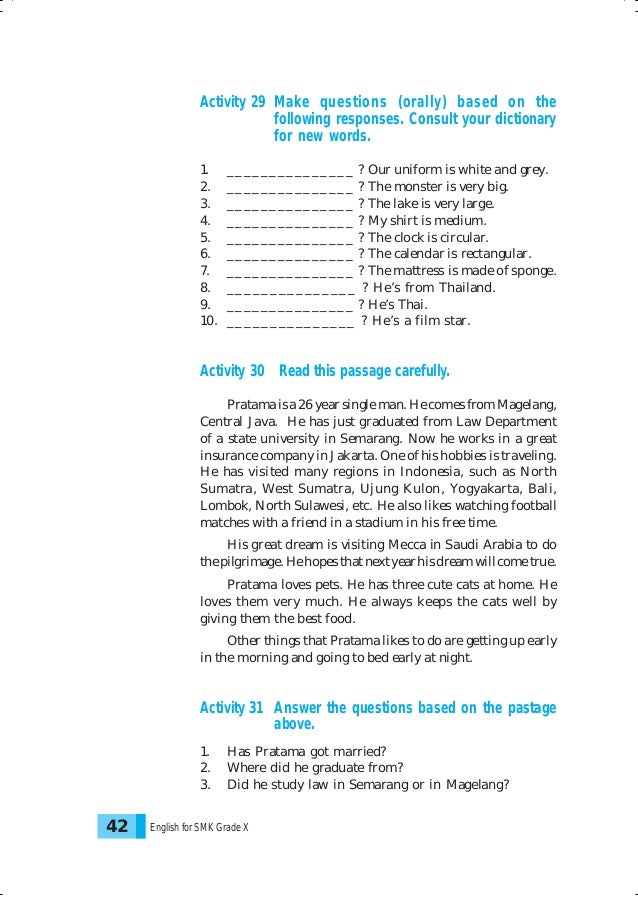 for x english grade smk smk Bahasa 10 kelas inggris