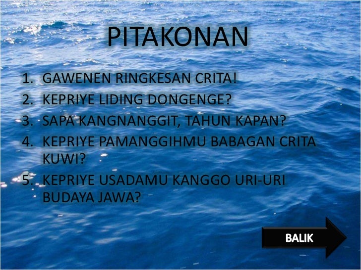 Cerita Cekak Bahasa Jawa