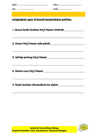 Bahasa melayu lembaran kerja pemulihan khas 2014