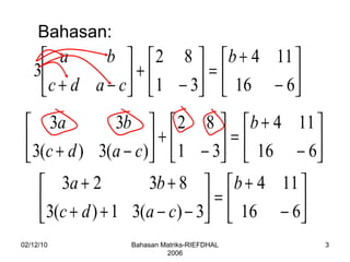 02/12/10 Bahasan Matriks-RIEFDHAL 2006 Bahasan: 
