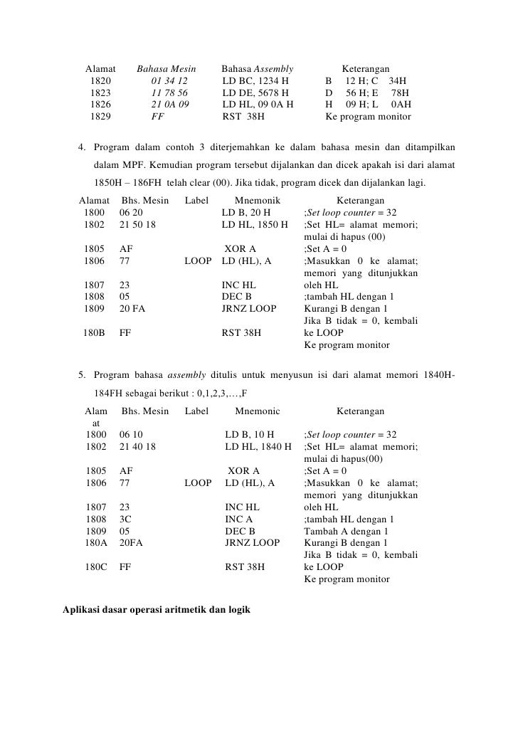 Contoh Aplikasi Bahasa Assembly