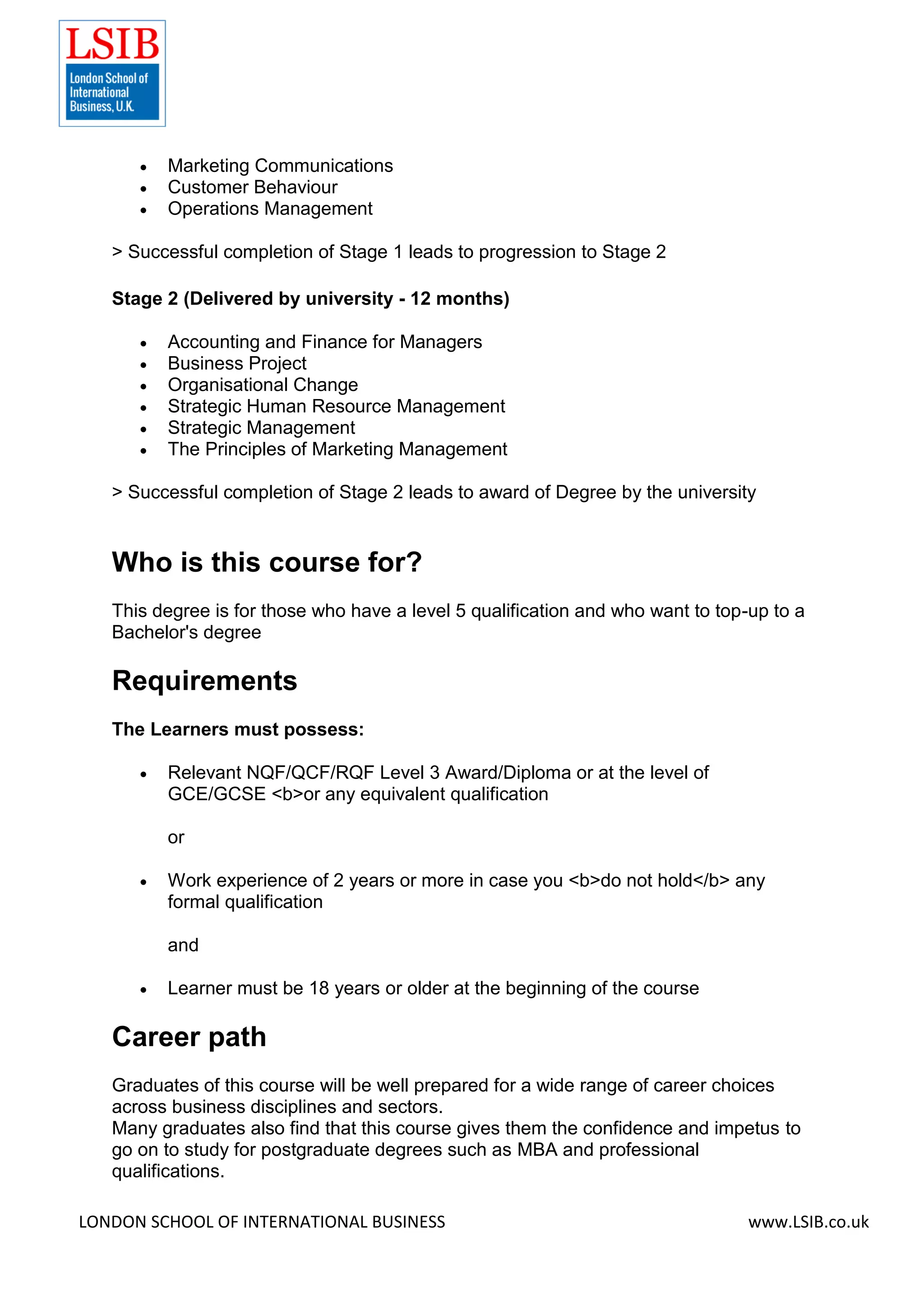 BA (Hons) Business Management | PDF