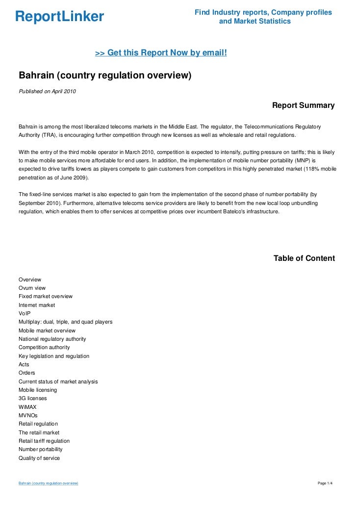 Bahrain (country regulation overview)